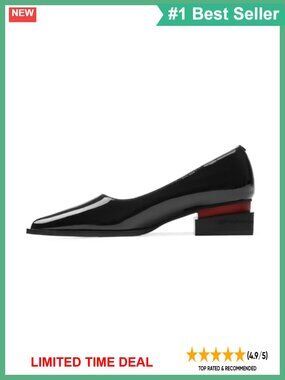 INSMIA Pointed Toe Block Heel Slip-On Loafers Faux Leather Pumps
